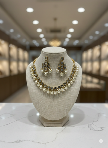 Moonlight Pearl Polki Set