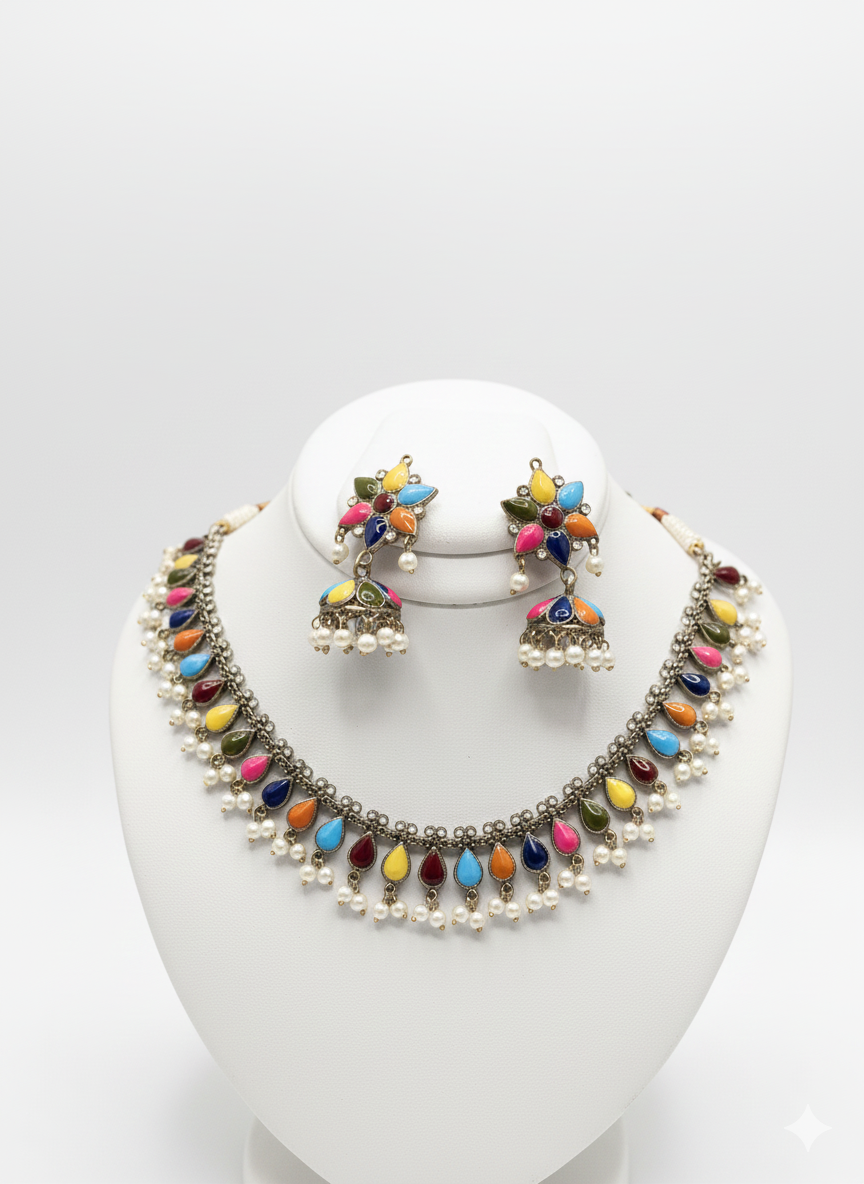 Rajasthani Multicolor Polki Set