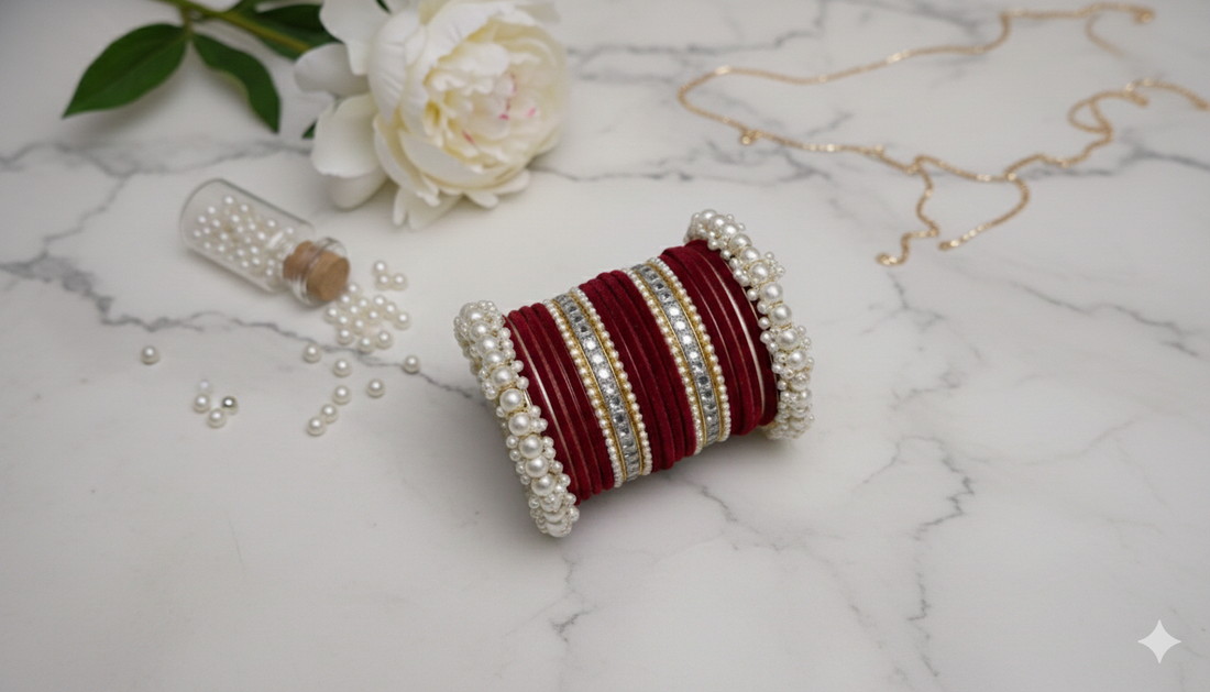 Red Velvet kundan Bangles