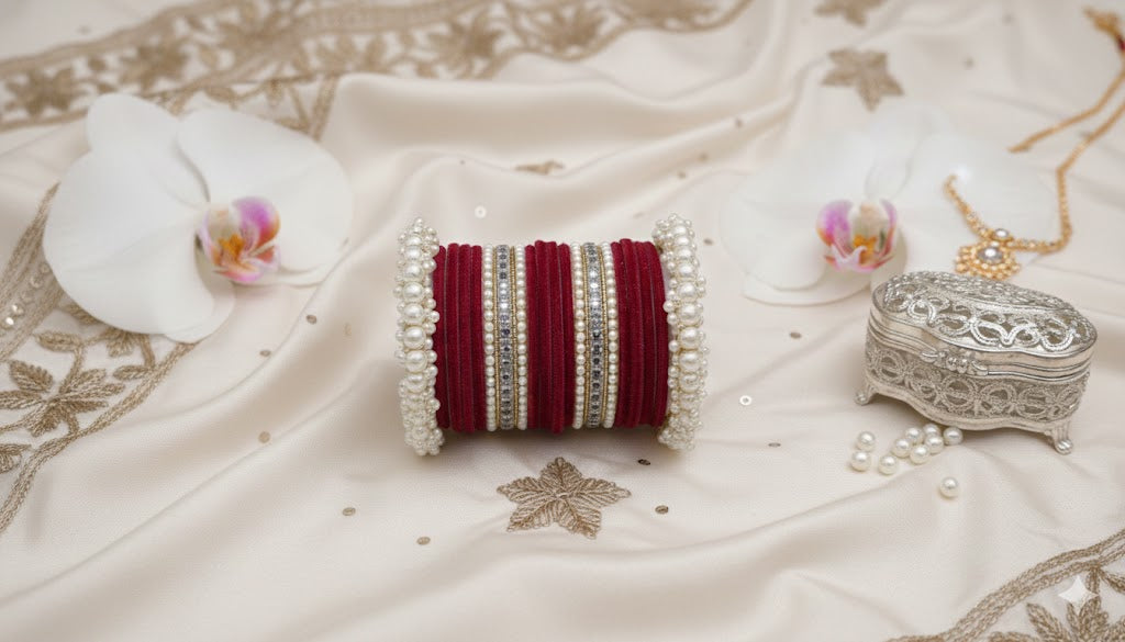 Red Velvet kundan Bangles